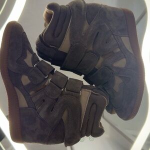 Steve Madden Gray and Tan Wedge Sneakers